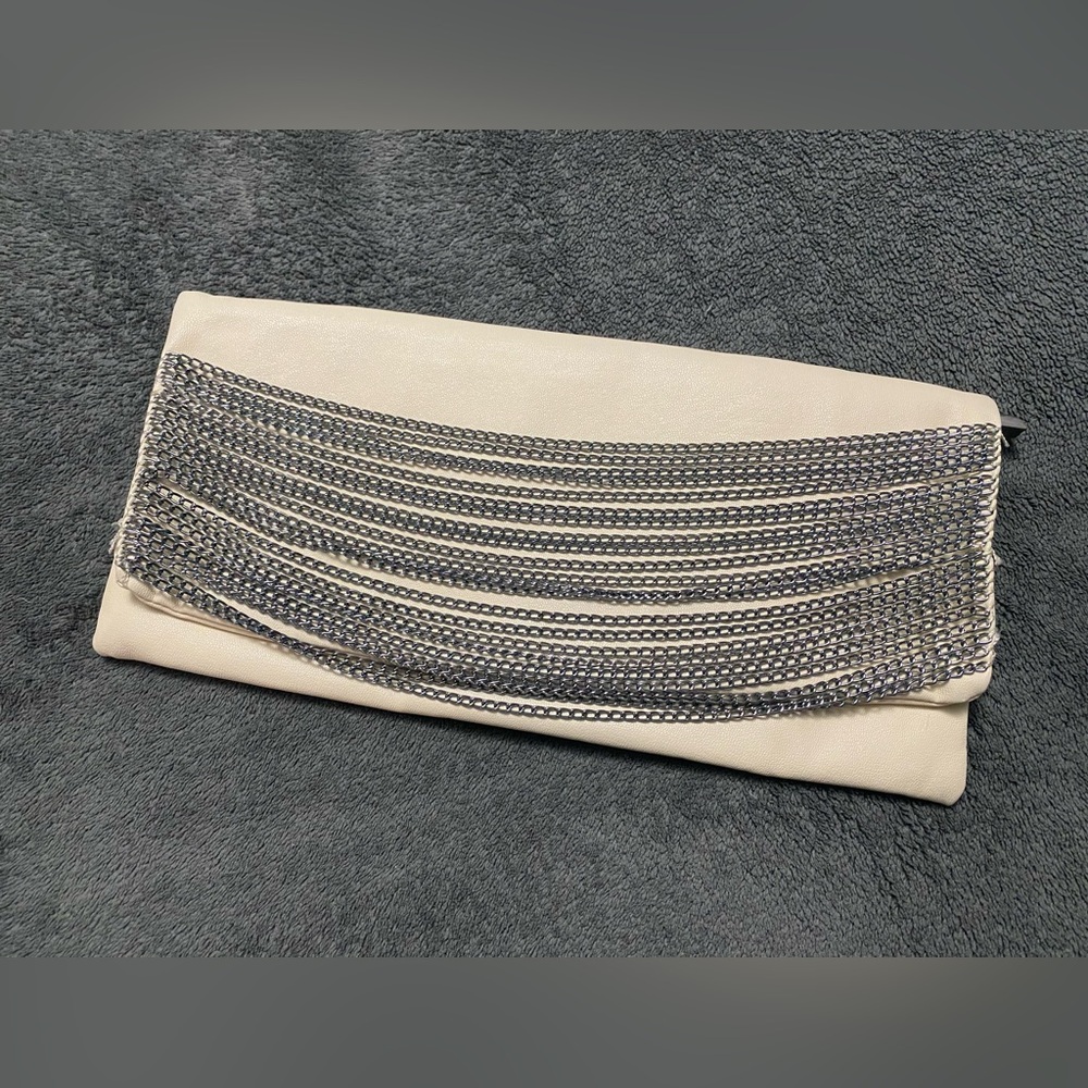 Elegant Silver and Cream Clutch